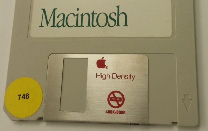 A Mac HD 3.5" floppy disk: Not compatible with 400/800KB disk drives.